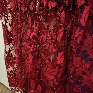 Marina Rinaldi burgundy full lace long sleeve  with slip. 27 18W. Brand new.